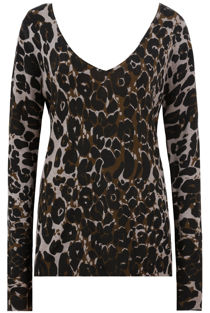 Taupe Leopard Print Back Bow Detailed Jumper
