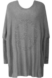 Grey Sequin Peace Symbol Knitted Jumpers