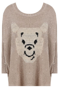 Beige Festive Winter Bear Knitwear 