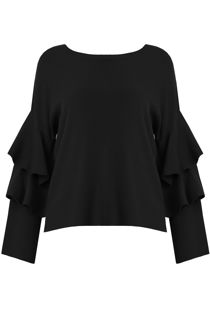 Black Layered Sleeve Knitted Jumpers