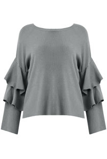 Grey Layered Sleeve Knitted Jumpers