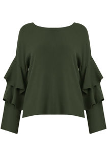 Khaki Layered Sleeve Knitted Jumpers