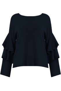 Navy Layered Sleeve Knitted Jumpers