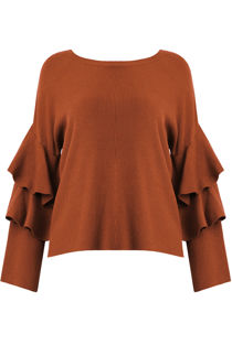Camel Layered Sleeve Knitted Jumpers