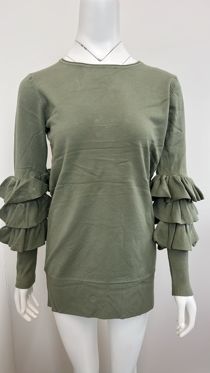 Green Ribbed Layered Sleeve Knitted Midi Dress