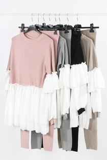 Ribbed Peplum Jumper & Knitted Legging Set