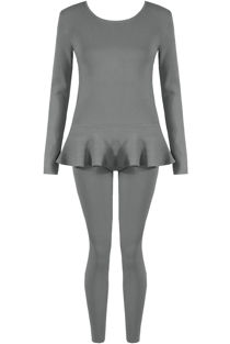 Round Neck Peplum Loungewear Set