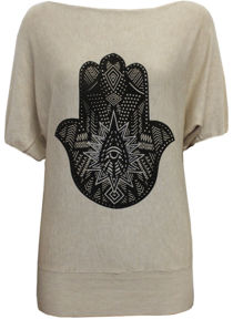 Beaded Aztec Palm Design Back Slit Jumper