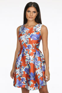 Floral Print Pleated Prom Dress