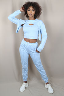Blue Arm Warmer & Vest 3 Piece Loungewear Set