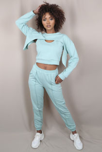 Mint Arm Warmer & Vest 3 Piece Loungewear Set