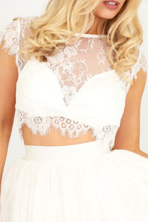 White Crochet Lace Lined Crop Top