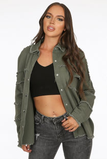 Oversized Denim Khaki Shacket