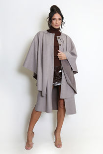 Caped Button Front Overcoat