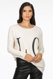 Beige Oversized LOVE Slogan Jumper