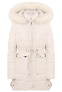 Cream Longer Length Layered Puffer Coat