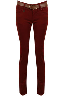 Wine Pleated Waist Supar Soft Jeans 