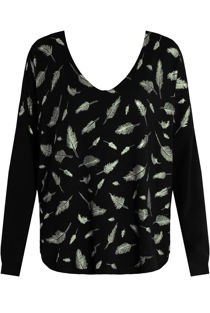 Foil Leaf Print Knitted Black Jumper
