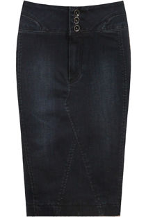 Dark Wash Denim Midi Skirt