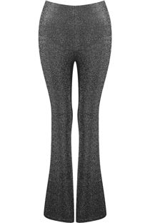 Silver Metallic Knit Bell Bottom Pants