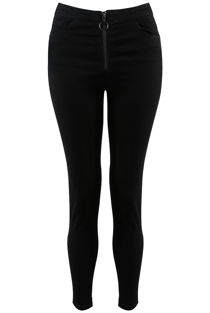 Black Exposed Zipper Skinny Jeans