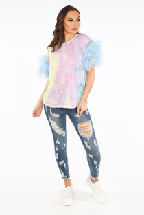 Denim Blue Frayed Ripped Skinny Jeans