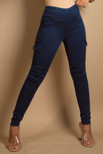 Patch Pocket Blue Jeggings