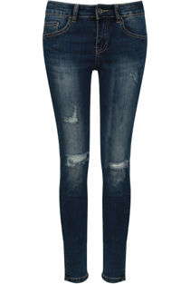 Denim Washed & Frayed Detail Jeans
