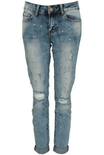 Star Studs Washed Ripped Jeans