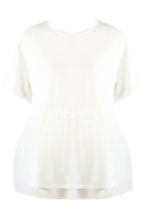 White Tulle Peplum T-Shirt
