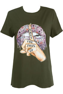 SHUT THE F@#% UP Slogan Round Neck T Shirt