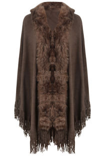 Fur Neck Fringe Borders Cape 