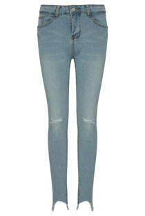 Frayed Ankle Skinny Fit Jeans
