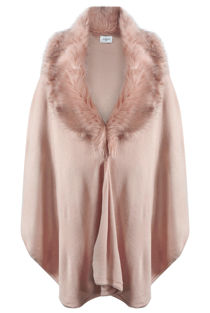 Rose Faux Fur Trim Cape