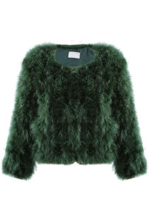 Khaki Ostrich Feather Jacket