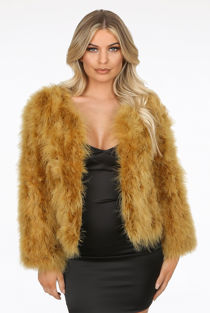 Mustard Ostrich Feather Jacket