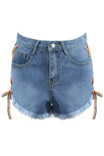Ribbon Lace Up Denim Shorts