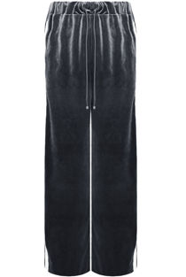 Contrast Side Panelled Velvet Trouser in Grey