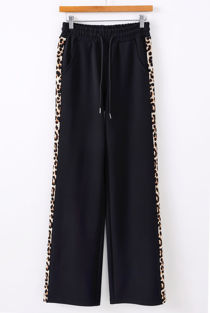 Leopard Side Stripe Wide Leg Jogger 