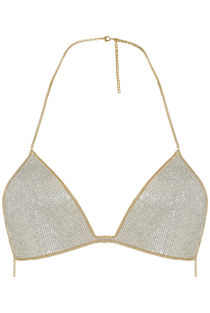 Gold Diamante Bralet With Chain Trim