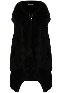 Black Faux Fur Layered Cape Cardigan