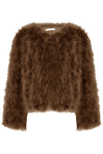 Ostrich Feather Long Sleeve Coat