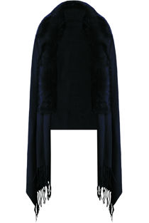 Navy Faux Fur Wrap Up Cardigan