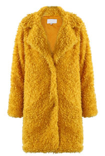 Mustard Faux Fur Teddy Long Coat