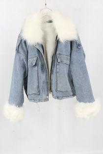 Oversize Fur Lined Denim Jackets with White Fur