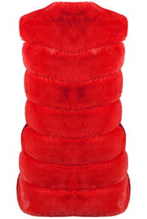 Red Luxury Long Faux Fur Gilet