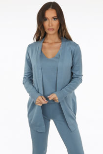 Mix pack 3Pc Fine Knit Cardigan With V Neck Cami & Embossed Side Trim Leggings