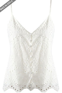 White Broderie Anglaise Embroidered Cami