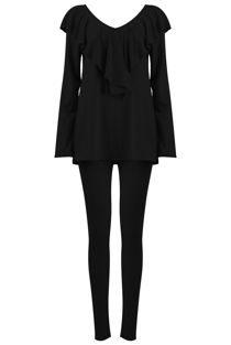 Black Pleated Jersey Loungewear