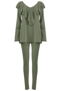Khaki Pleated Jersey Loungewear